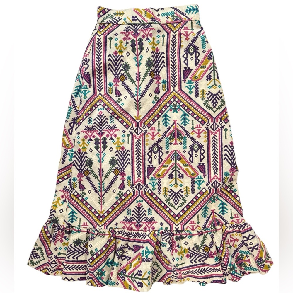 Charm of Hollywood Vintage 60s/70s Boho Aztec Flounce Skirt